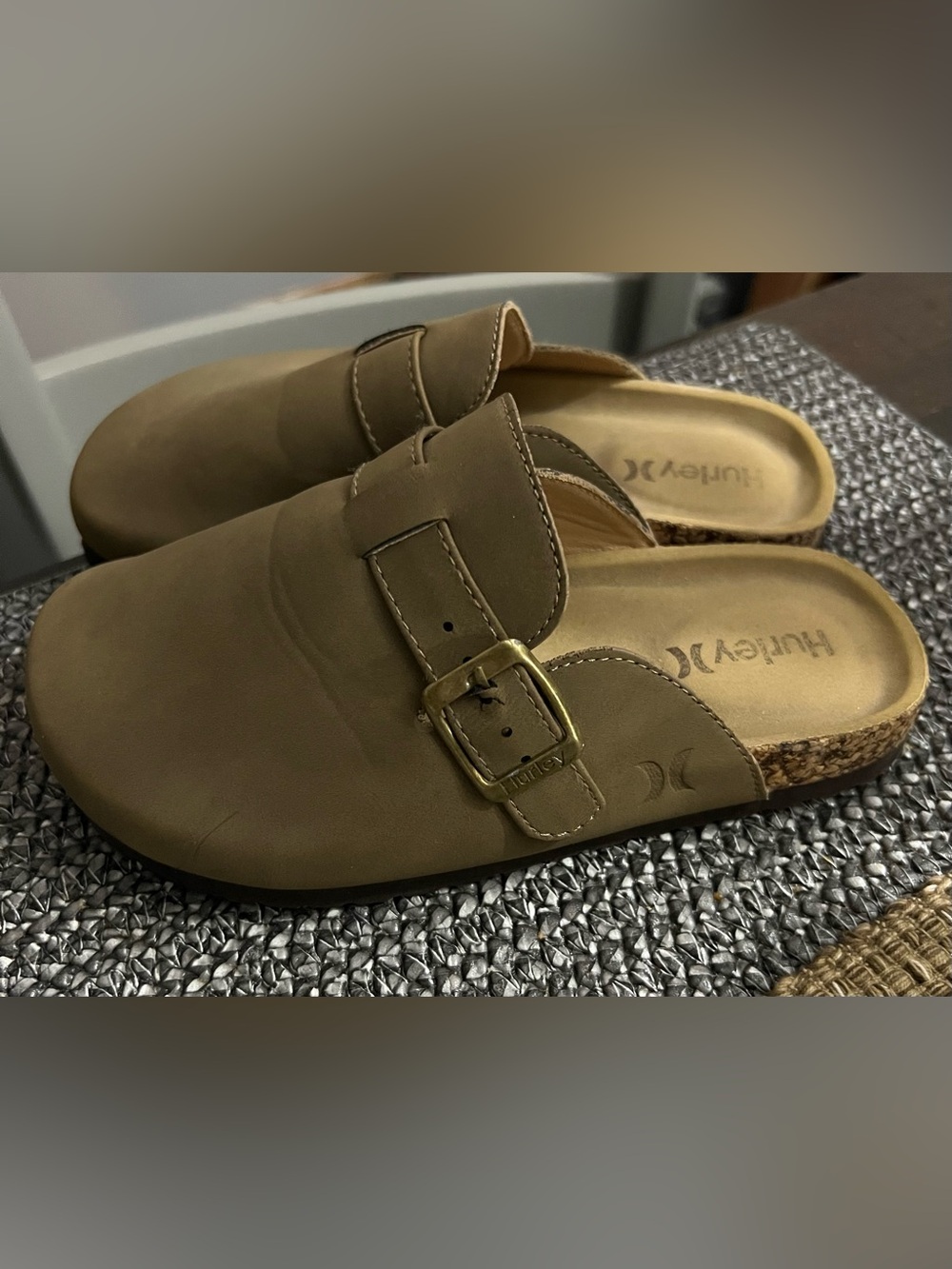 Hurley Tan Slip-On Buckle Clog Mule